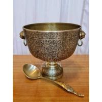 ราคา ขันสาครหูสิงห์ตอกลาย 8นิ้ว +ทัพพี (ทองเหลืองแท้ตอกลาย) (23774195248)