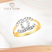 ราคา Gala Gems แหวนเพชรแท้ ตัว C ไขว้ ตัวเรือน 10K Gold ประดับเพชรเบลเยี่ยมแท้ มีใบรับประกัน Double C Diamond Ring รหัส R0010 (8722504689)