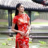 ราคา Je Hua ชุดกี่เพ้ายาว ผ้าไหมจีน ลายมังกร ตรุษจีนสีแดงลายมังกรตรุษจีน JE HUA #10 (25067276408)