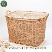 ราคา ตะกร้าหวายใส่ผ้ามีฝาปิดทรงสี่เหลี่ยม งานสานละเอียดเกรดAแข็งแรง ขึ้นลายสวยงาม (8082050812)