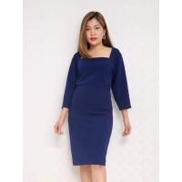 ราคา ชุดทำงานคนอ้วน. เดรสไปงานคนอวบอ้วน เสื้อผ้าไซส์ใหญ่ แซกแขนยาว (28502694392)