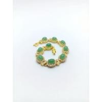 ราคา สร้อยข้อมือหุ้มทองฝังพลอยมรกตเพชรล้อมสวยเรียบหรู (43460924205)