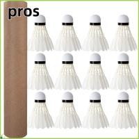 ราคา PROS 3/6/12 ชิ้นลูกแบดมินตัน, ลูกขนไก่แบดมินตันมืออาชีพสีขาว, กีฬาทนทานอุปกรณ์เสริมแบดมินตันเทรนเนอร์ในครัวเรือน (41174901022)