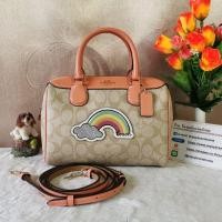 ราคา COACH F73122 MINI BENNETT SATCHEL IN SIGNATURE CANVAS WITH RAINBOW MOTIF COLOR: GOLD/NATURAL LIGHT CORAL (3432836897)
