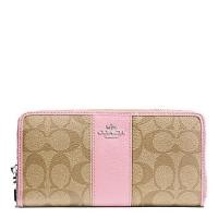 ราคา COACH F52859 ACCORDION ZIP WALLET IN SIGNATURE COATED CANVAS WITH LEATHER (Petal) (939954305)