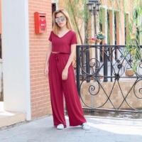 ราคา set กางเกงขายาว + เสื้อคอปคอวี ผ้าเรย่อน (181986084)