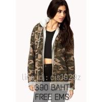 ราคา เสื้อคลุมลายทหาร forever21 (158304029)