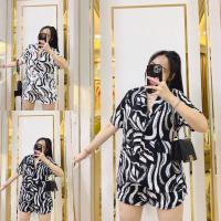 ราคา ชุดเซ็ทเสื้อสูท + กางเกงขาสั้น ลายม้าลาย อก 36-44" (22376194820)