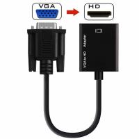 ราคา 1080P VGA to HDMI Video Converter Adapter with Mini USB Power Cable 3.5mm Audio Cable vga2hdmi for HDTV DVD PC (26923951702)