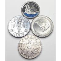 ราคา เหรียญ British Canada, 1930-2021, 5-10 Cents, 4 Coins LOT, จำนวน 4 เหรียญ Free Shipping ส่งฟรี (24213502394)