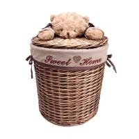 ราคา ตะกร้าผ้าอเนกประสงค์ทรงกลมลายหวายพร้อมฝาปิดตุ๊กตาหมี KASSA HOME รุ่น MIRA-EW9102M สีน้ำตาล (11460634494)