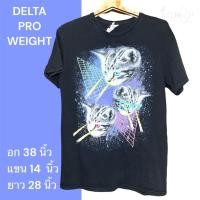 ราคา มือสอง เสื้อยืดคอกลม สีดำ สกรีนแมว DELTA PRO WEIGHT (29489538589)