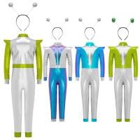 ราคา Xnihocha เด็กสาว 2 ชิ้นคนต่างด้าวเครื่องแต่งกายชุดแขนยาวซิปด้านหน้าบอดี้สูทยาวเงาโลหะด้านนอกพื้นที่ Cutie ฮาโลวีนเครื่องแต่งกายจับคู่กับตลกคนต่างด้าวผม Hoop (51000769287)