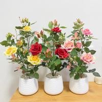 ราคา ต้นกุหลาบปลอมพร้อมกระถาง ต้นกุหลาบปลอมเสมือนจริงมาก แถมหินสีขาวตกแต่ง (20091092274)