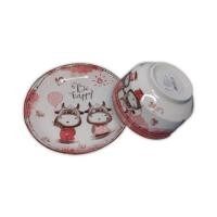 ราคา ชุดจานชาม​เซรามิก​ ลวดลายสัตว์ (วัว) (8918737345)