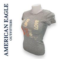 ราคา American Eagle ของแท้ เสื้อยืด คอกลม แขนสั้น รัดรูป สีเทา สกรีน LOVE LOVE ผู้หญิง XS(28-33) [พร้อมส่ง] (26000928487)