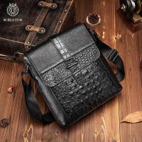 ราคา C SCHLATUM Genuine Leather Men's Crocodile Grain Shoulder Bag Head Layer Cowhide Vintage Men's Cros (51002376663)