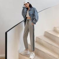 ราคา กางเกงวอม sweatpants กางเกงกีฬาหลวมสีเทาสำหรับผู้หญิง ทรงเพรียว แฟชั่นลำลองแบบวอร์มสไตล์เกาหลี (47851683275)
