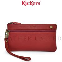 ราคา Kickers Leather Maroon Classical Logo Zipper Long Purse สายหนังเล็ก KQDM51557 (23443487862)