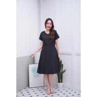 ราคา #ซิปหลังDetail เดรสผ้าไหมอิตาลีสีดำ คอวีแต่งไหล่เย็บย่น (41222618152)