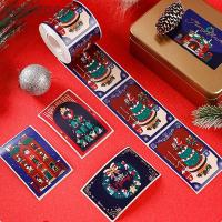 ราคา MAILE 200PCS Merry Christmas สติ๊กเกอร์, หลากสีลายการ์ตูนปิดผนึกสติกเกอร์,ห่อของขวัญ Decals สี่เหลี่ยมผืนผ้า Party Supplies ป้ายคริสต์มาส (46651720699)