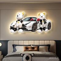 ราคา ภาพวาดตกแต่งห้องภาพวาดข้างเตียงด้วยแสงห้องนั่งเล่นเด็กภาพจิตรกรรมฝาผนังอินเทรนด์เล่นรถรถสปอร์ตหมีรุนแรงเด็กห้องนอนหลัก สังกะสี5ค (49600131815)