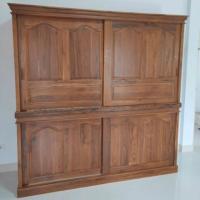 ราคา ตู้เสื้อผ้าไม้สักแบบ 2 ท่อน บานสไลด์ปีกนก ขนาดลึก 65*กว้าง 250*สูง200 (5242539276)