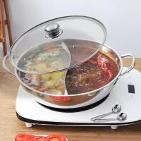 ราคา หม้อชาบู หม้อสุกี้ หม้อชาบู2ช่องสแตนเลส ขนาด 28cm 32cm พร้อมฝากับแยกฝา (15790007551)