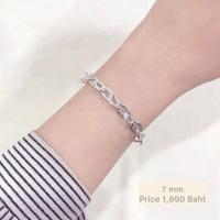ราคา ร้านฮักเงินน่านพร้อมจัดส่งด่วนจากไทย เครื่องประดับ unisex ผู้ชาย หญิง สร้อยข้อมือห่วงโซ่เส้นใหญ่ 7 มม. เงินแท้ 92.5% สวย (28211675892)