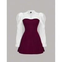 ราคา เดรสเชิ๊ตสาวอวบ สีแดงเลือดหมู (28992311504)