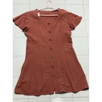 ราคา ชุดเดรสผ้าลินินสีอิฐ มือสอง (5669438026)