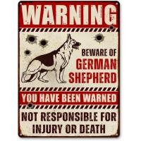 ราคา ป้ายเตือนเยอรมันเชพเพิร์ด ป้ายระวังสุนัข อลูมิเนียม ไร้สนิม 9" x 11" รูเจาะล่วงหน้า ทนสภาพอากาศ (44802143546)