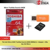 ราคา การ์ดหน่วยความจํา Micro SDXC ของโตชิบา Exceria 64GB (90Mb/s) + อะแดปเตอร์ + เครื่องอ่านการ์ดไมโคร (41013502167)