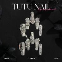 ราคา เล็บปลอม เล็บปลอมสำเร็จรูปยาว เล็บปลอม pvc [Qisi พิธีที่เก็บที่อบอุ่น] TUTU NAIL ทําเล็บมือที่ถอดออกได้ที่สวมใส่ได้ด้วยมือหมุน Super Long T-Sharp สีขาวงานแต่งงานเล็บดอกไม้ (42269098631)