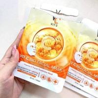 ราคา Vit C Bio Facial Mask มาร์คน้องฉัตร มาร์ควิตซีเกาหลี 33 ml มาร์คหน้า VCน้องฉัตร Vit c bio facial mask 1 กล่องมี 6 แผ่น (13799596581)