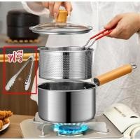 ราคา หม้อทอดสแตนเลส พร้อมที่กรอง หนาพิเศษ กระทะทอด หม้อนมร้อน กระทะทอด เตาอเนกประสงค์ได้ (44370962787)