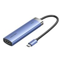 ราคา USB-C HUB (ยูเอสบีซีฮับ) VENTION USB-C TO HDMI/USB 3.0 X 3/PD DOCKING STATION 0.15M BLUE ALUMINUM ALLOY TYPE (TGESB) (24629879798)