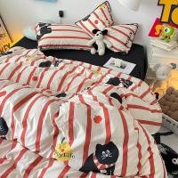 ราคา ♞อินแมวดำตัวน้อยน่ารักลายเตียงผ้ากอซสองชั้นชุดสี่ชิ้นล้างผ้าฝ้ายแผ่นสีดำและปลอกผ้านวมนักเรียนชุดสาม (28419654348)