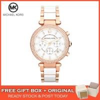 ราคา Michael Kors Parker Chronograph White Dial Rose Gold Two Tone Ladies Women Watch Jam Tangan MK5774 38mm (43003028599)