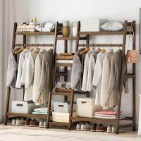 ราคา ไม้แขวนเสื้อชั้นห้องนอนห้องไม้เนื้อแข็งเสื้อชั้นวางที่เรียบง่ายแขวนตู้เสื้อผ้ามัลติฟังก์ชั่แขวนราวแขวนเสื้อผ้า (56302370318)