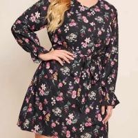 ราคา เดรสคนอ้วนสีดำลายดอก (7556561121)