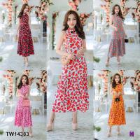ราคา GN14383 **รบกวนสอบถามก่อนสั่งซื้อจ้า** เดรสยาวแขนกุดคอจีนลายดอก (7977740652)