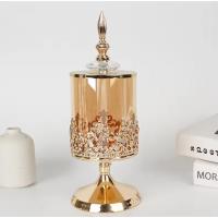 ราคา โหลใส่ขนม โถขนม โหลแก้วใส่ชาคริสตัลสีทอง ตกแต่งโต๊ะ โถแก้วคริสตัลหรูหรา (26809205501)