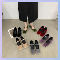 ราคา 2025 ฤดูใบไม้ร่วงกํามะหยี่รองเท้าแมรี่เจนฝรั่งเศสย้อนยุคสแควร์นิ้วเท้าสายรัดแบนส้นต่ํานุ่มแต่เพียงผู้เดียวรองเท้ายาย (50002405909)