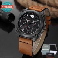 ราคา Curren นาฬิกาข้อมือผู้ชาย สายหนังสีน้ำตาล หน้าปัดสีดำ รุ่น C8260 (2064206605)