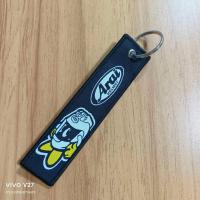 ราคา ส่งจากกรุงเทพ พวงกุญแจรถ มอเตอไซ งานปัก ขนาด12x3 เซนติเมตร บรรจุ1อันลาย Arai หมวกกันน็อค สีดำ ปักลาย2หน้า (25542935885)
