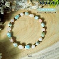 ราคา สร้อยข้อมือหินแท้ 100% ทรงอิสระ รวม 2 ชนิด ลาริมาร์ , โอปอลสีชมพู พิงค์โอปอล กำไลหินนำโชค หินมงคล (18283832342)