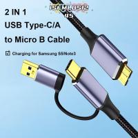 ราคา ISFMLDS1245 2 in 1 Type-C to Micro B Cable, 5Gbps External Hard Drive Disk USB 3.0 HDD Cord, แล็ปท็อปทนทาน 1 M/2 M Data Line สําหรับ S5/Note 3 (41552204064)