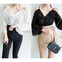 ราคา เสื้อลูกไม้แขนยาวผ่าไหล่+กางเกงขายาว ซิปหลัง ไม่ยืด ใส่สวยมากๆ กางเกงดำผ้าแมงโก้ กางเกงครีมผ้ายืดญี่ปุ่นอย่างดี (1290049952)