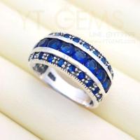 ราคา แหวนแถว ไพลิน แหวนเงินแท้ รมดำ พลอยไพลิน (CZ) YTG-5575 (13091061340)